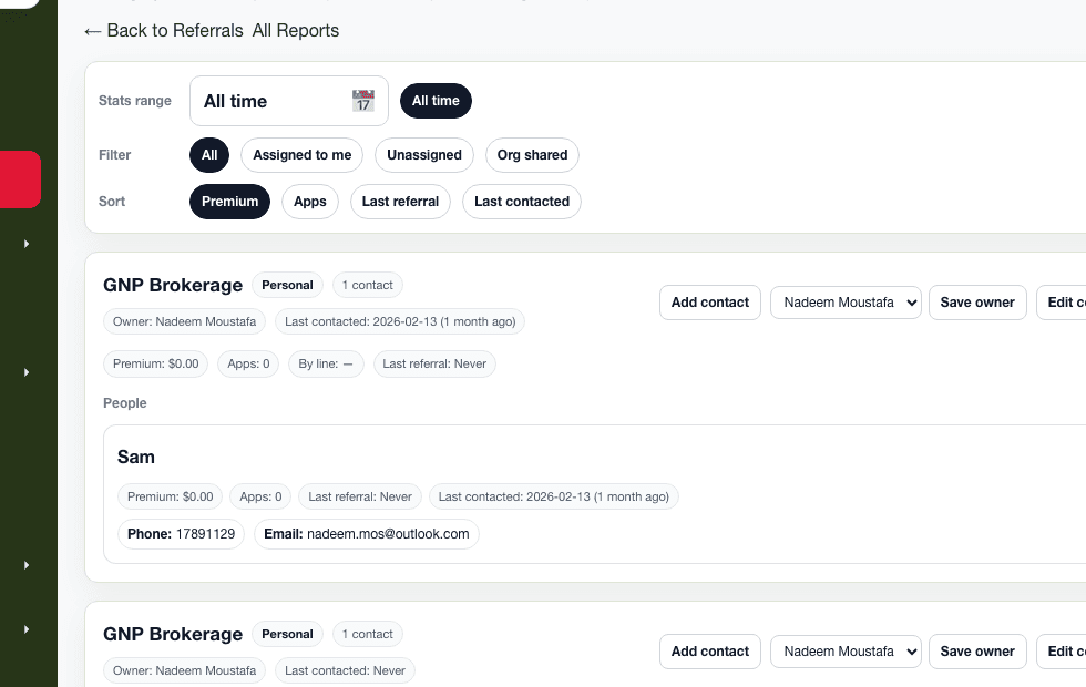 TrackToWin centers of influence tracking